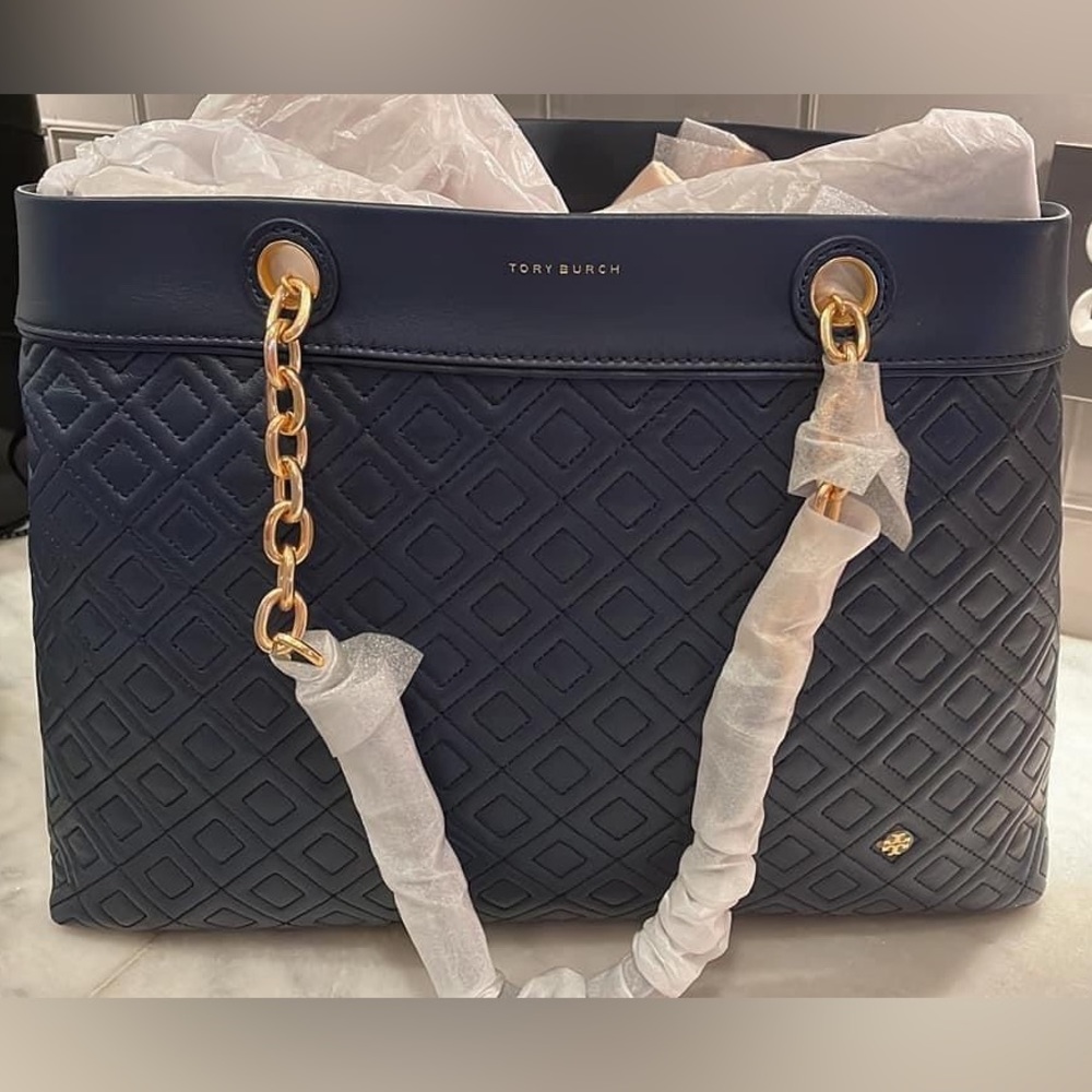 NWT Navy Blue TB Fleming Tote